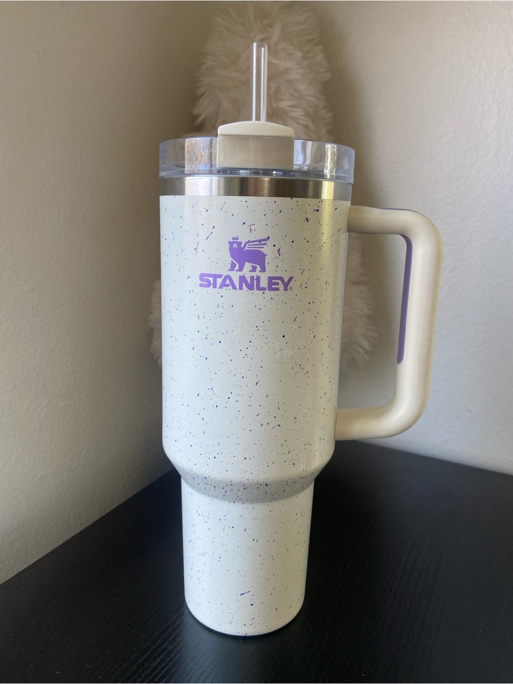 Stanley Adventure Quencher FlowState Tumbler in the Cream Purple Speckle 40oz